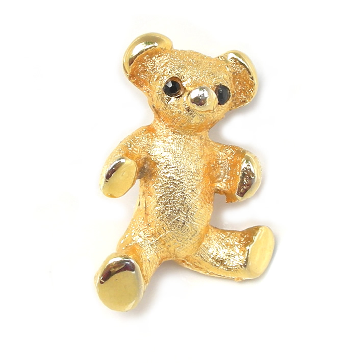 Vintage gold-plated teddy bear brooch | Antique Jewellery Box
