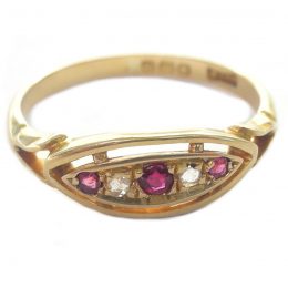 Edwardian ruby and diamond 18ct gold ring