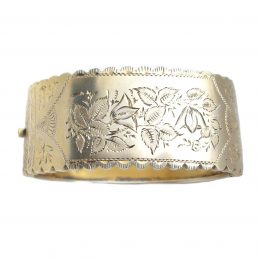 Victorian engraved solid silver gilt cuff