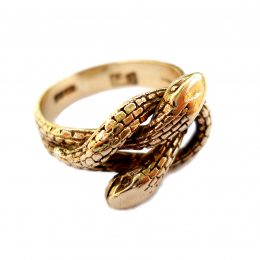 Edwardian yellow gold double snake ring