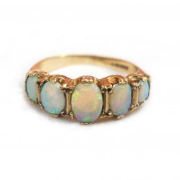 Five stone green opal band