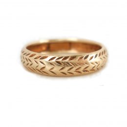 Hand engraved 10k gold stacking ring