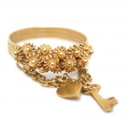 Georgian high carat gold cannetille work 'key to my heart' drop ring