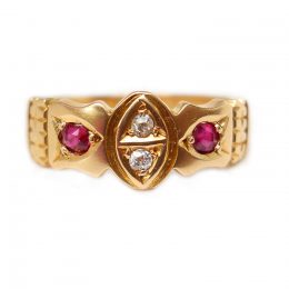 Victorian ruby and diamond 18ct gold band