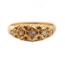 Edwardian five stone star set diamond 18ct gold ring