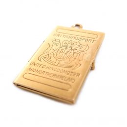 Vintage gold passport charm