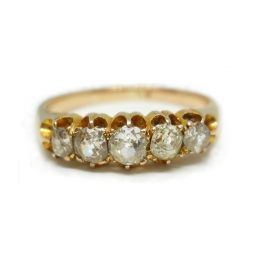 Victorian five stone diamond 18ct gold ring 