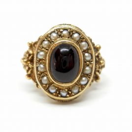 Vintage garnet and pearl ring