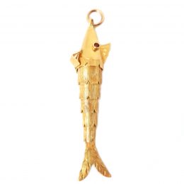 'Barracuda' 14ct gold articulated fish