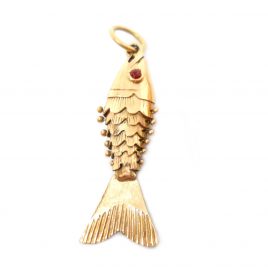 Baby 18k gold fish with red glass eyes