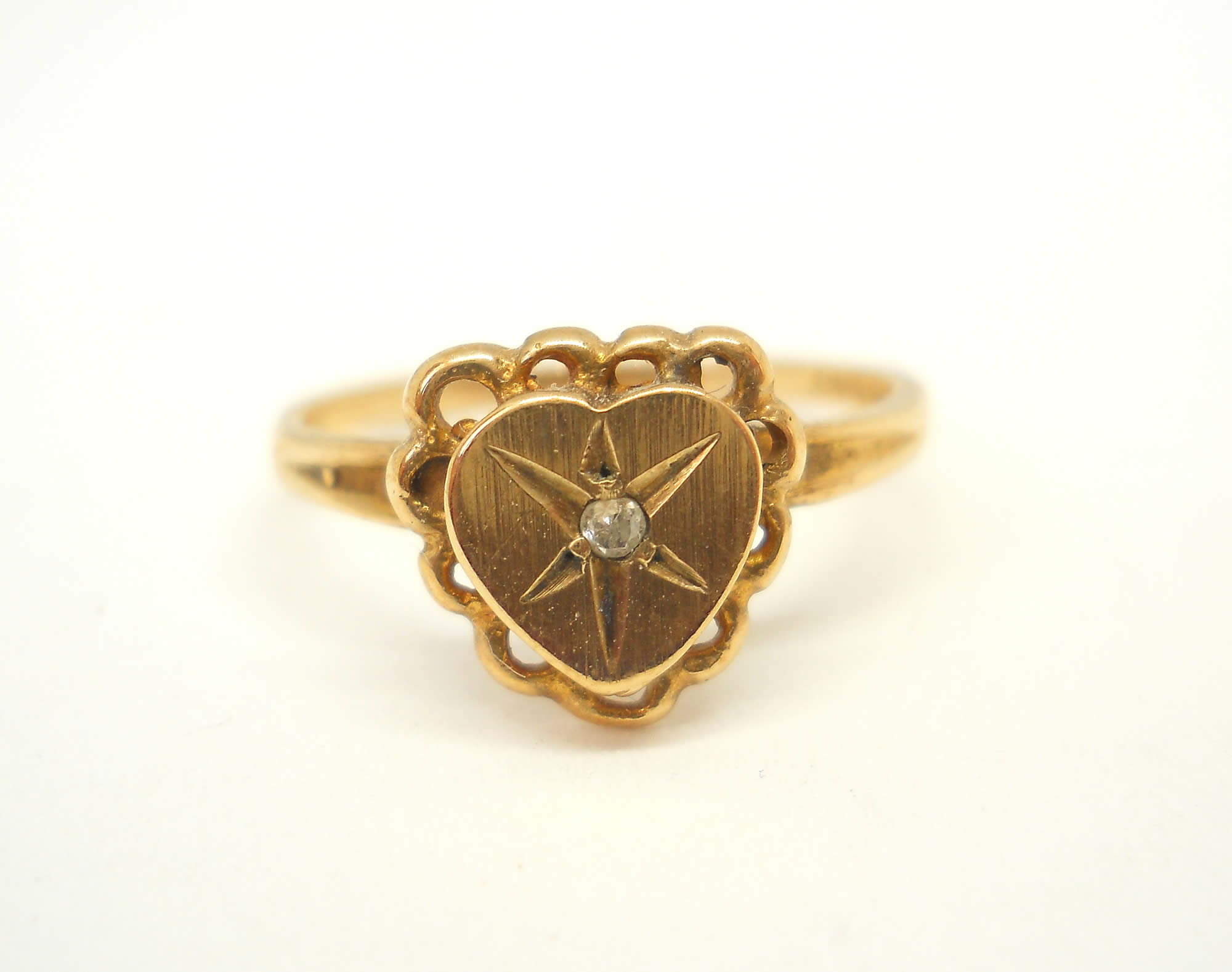 Vintage diamond set 9ct gold heart ring