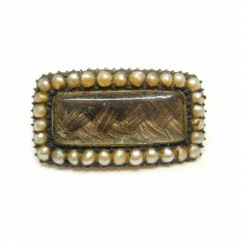 Pearl and hair work mourning brooch