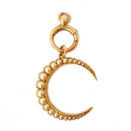 For Carly (without bolt ring) Seed pearl crescent moon pendant