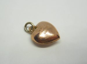 Antique 9ct rose gold puffy heart charm