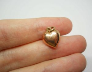 Antique 9ct rose gold puffy heart charm