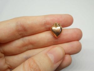 Antique 9ct rose gold puffy heart charm